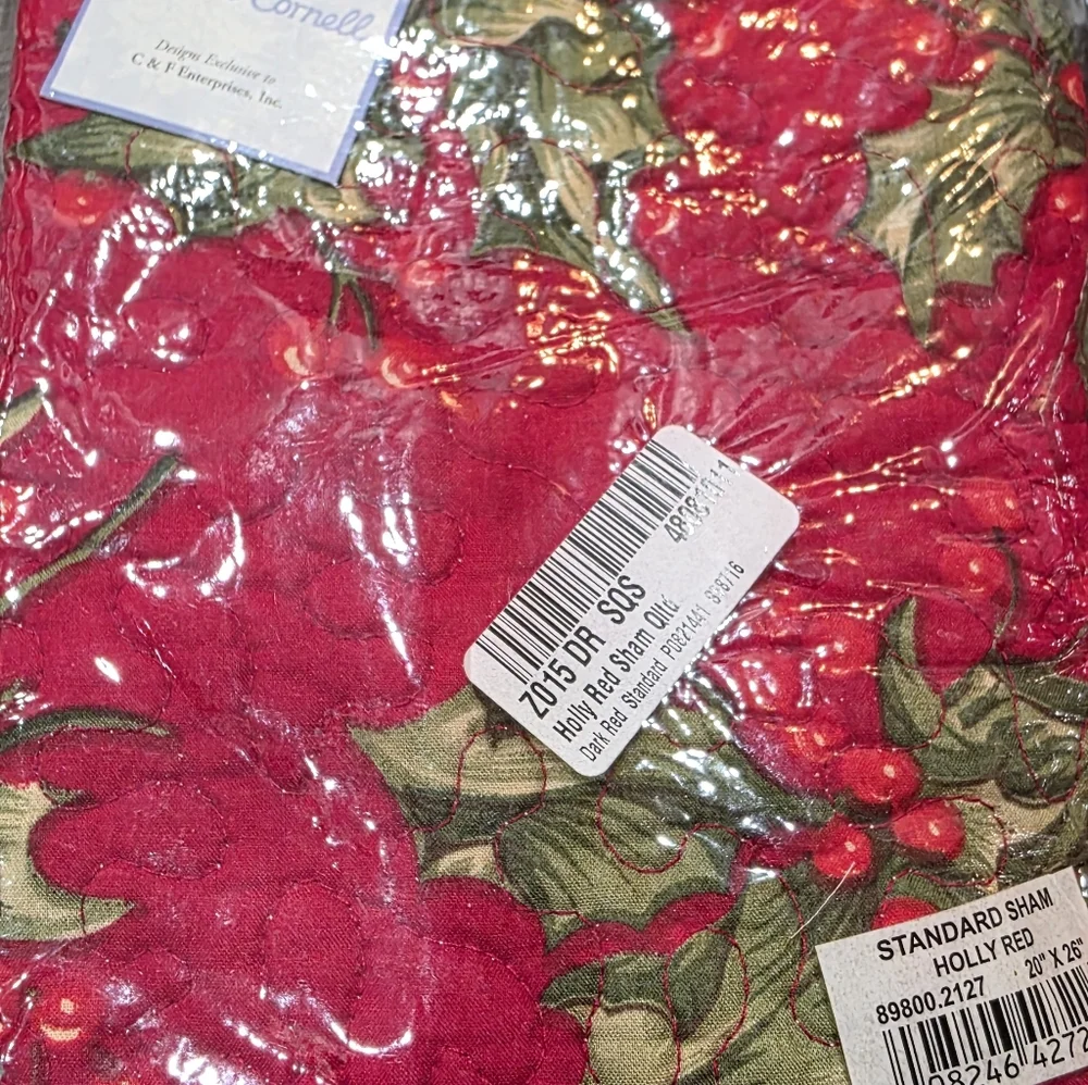 April Cornell Festive Red and Green Holiday Sham